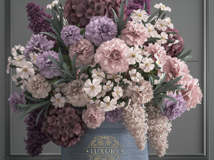 a bouquet of flowers in a gift box Model 3D