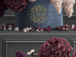 a bouquet of flowers in a gift box Model 3D