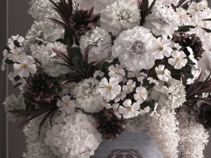 bouquet white of flowers in a gift box 3D-Modell