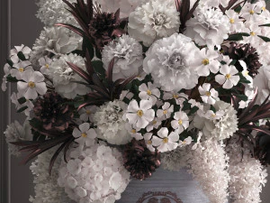 bouquet white of flowers in a gift box 3D Model