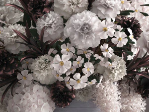 bouquet white of flowers in a gift box 3D Model