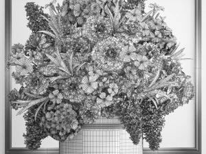 bouquet white of flowers in a gift box 3D Model