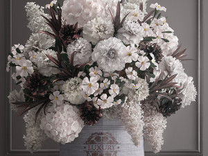 bouquet white of flowers in a gift box 3D-Modell