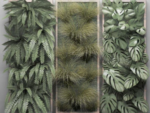vertical gardening fern wall 2 3D Model