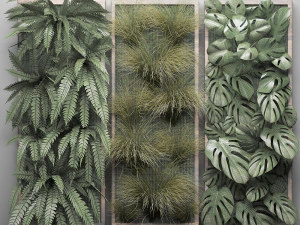 vertical gardening fern wall 2 3D Model