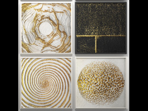 collection of paintings with gold for walls Modello 3D