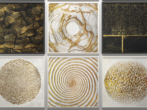 collection of paintings with gold for walls Modello 3D