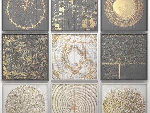 collection of paintings with gold for walls Modello 3D