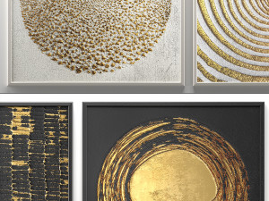 collection of paintings with gold for walls Modello 3D
