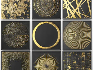 墙壁上的金色绘画系列 2 3D 模型