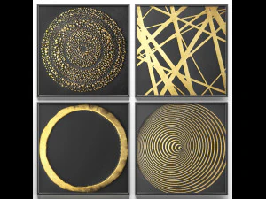 collection of paintings with gold for walls 2 3D Model