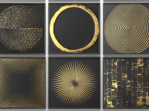 collection of paintings with gold for walls 2 Model 3D