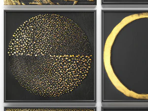 collection of paintings with gold for walls 2 3D Model