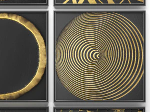 collection of paintings with gold for walls 2 3D Model