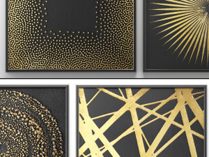 collection of paintings with gold for walls 2 Model 3D