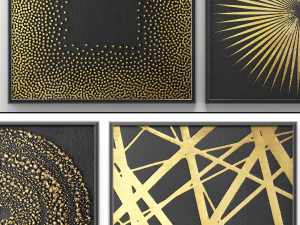collection of paintings with gold for walls 2 3D Model