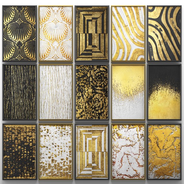 collection of paintings with gold for walls 4 Model 3D .c4d .max .obj .3ds .fbx .stl .blend 