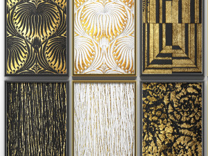 collection of paintings with gold for walls 4 Model 3D