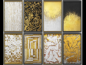 collection of paintings with gold for walls 4 Model 3D