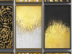 collection of paintings with gold for walls 4 Model 3D