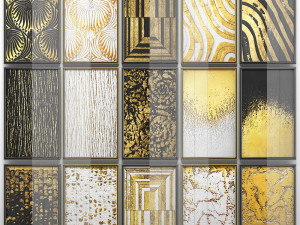collection of paintings with gold for walls 4 Model 3D