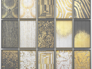 collection of paintings with gold for walls 4 Model 3D