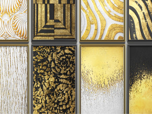 collection of paintings with gold for walls 4 Model 3D