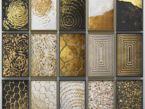 coleção de pinturas com ouro para paredes 5 Modelo 3D