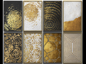 collection of paintings with gold for walls 5 Model 3D