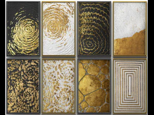 collection of paintings with gold for walls 5 3D Model