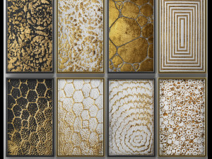 collection of paintings with gold for walls 5 Model 3D