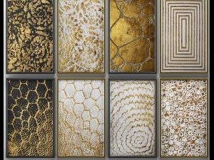collection of paintings with gold for walls 5 3D Model