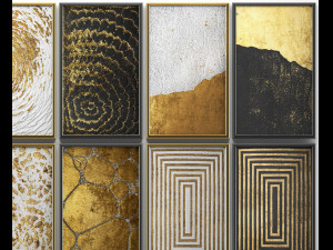 collection of paintings with gold for walls 5 Model 3D