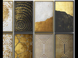 collection of paintings with gold for walls 5 3D Model