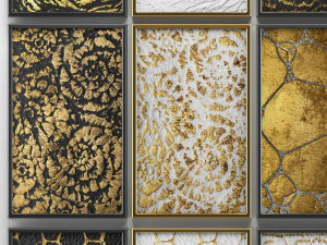 collection of paintings with gold for walls 5 3D Model