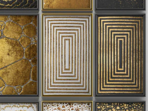 collection of paintings with gold for walls 5 3D Model