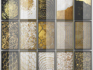 collection of paintings with gold for walls 5 3D Model