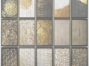 collection of paintings with gold for walls 5 Model 3D