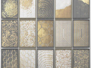 collection of paintings with gold for walls 5 3D Model