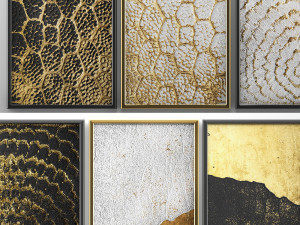 collection of paintings with gold for walls 5 Model 3D