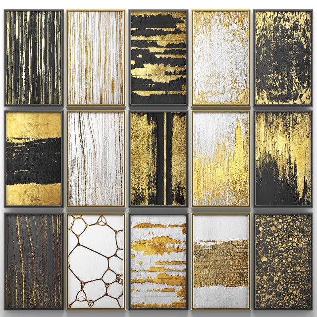 collection of paintings with gold for walls 6 Model 3D .c4d .max .obj .3ds .fbx .stl .blend 