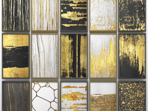 collection of paintings with gold for walls 6 3D Модель
