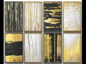 collection of paintings with gold for walls 6 Model 3D