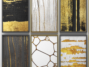 collection of paintings with gold for walls 6 Model 3D