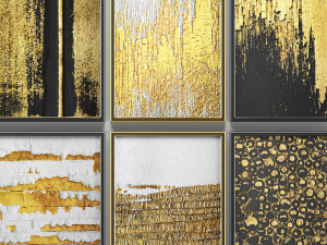 collection of paintings with gold for walls 6 Model 3D