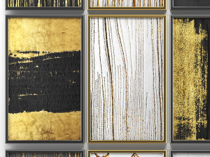 collection of paintings with gold for walls 6 Model 3D