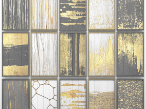 collection of paintings with gold for walls 6 Model 3D