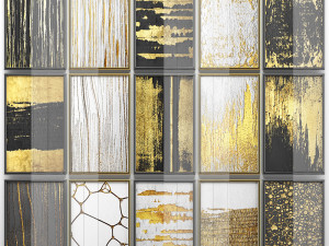 collection of paintings with gold for walls 6 Model 3D