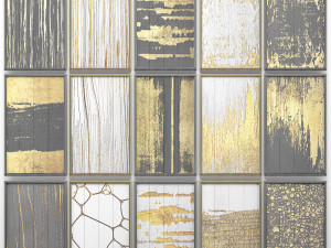 collection of paintings with gold for walls 6 Model 3D