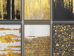 collection of paintings with gold for walls 6 Model 3D
